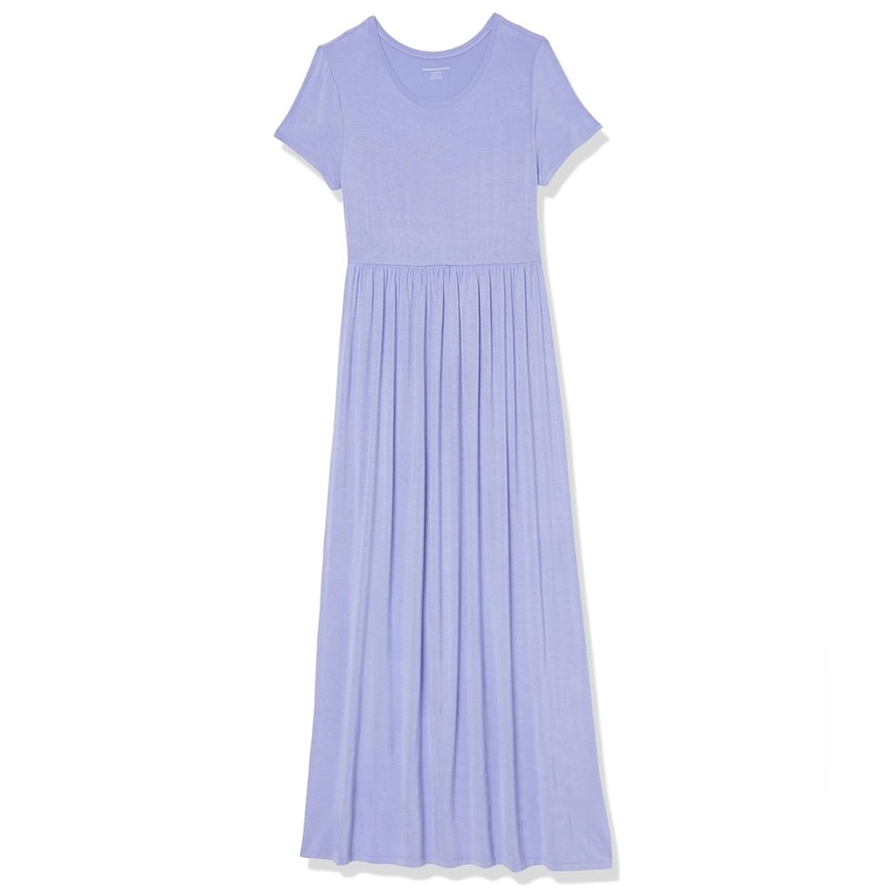 New Short-Sleeve Waisted Maxi Dress - Picture 5 of 6